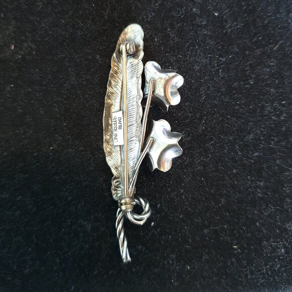 Rare Vintage DAFRI Sterling Silver Leaf & Flower Brooch – Artisan Studio Silver - Picture 3 of 10